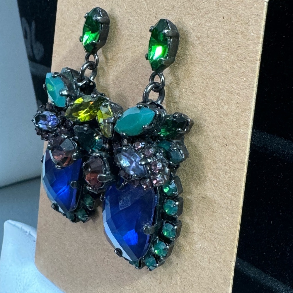 Rare Design Erickson Beamon Multicolor Rhinestone Dangle Earrings - Picture 3 of 6